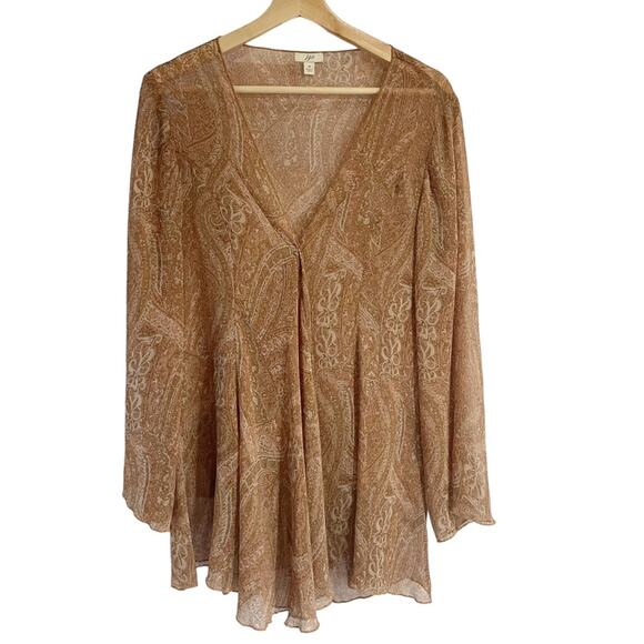 J. Jill Tops - J Jill Womens Oversized Boho Paisley Long Sleeve Top Medium Wide Straight Sleeve